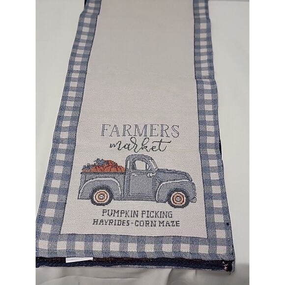 Farmers Market Pumpkin Picking Harvest Corn Maze Fall Table Runner 67" - Picture 6 of 13